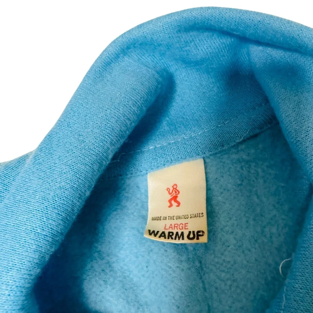Vtg Blue Warm Up Track Jacket Mens Large Made in USA Athletic Stripes 80s 90s - Picture 4 of 5